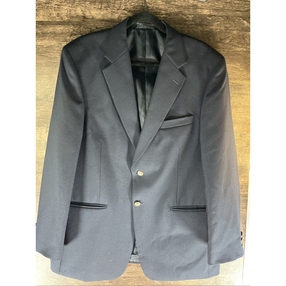 Mens Gianelli Navy Blue Two Button Blazer Gold Crest Buttons Sport Coat Jacket